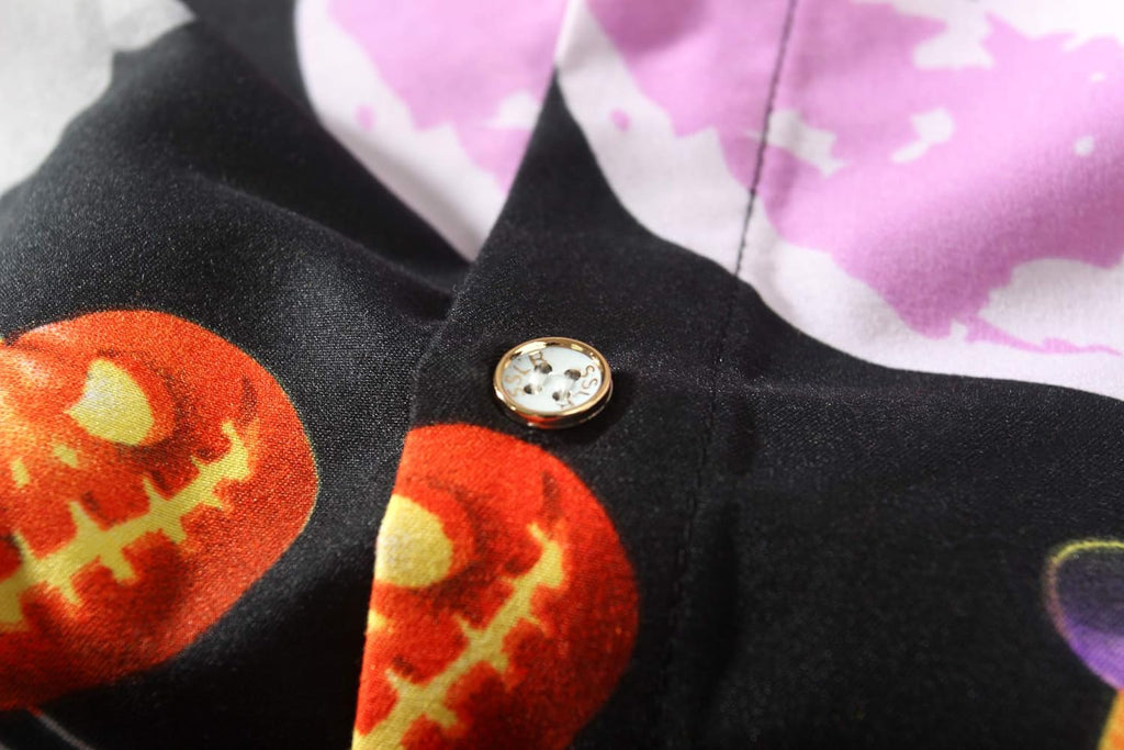 Mens Halloween Shirt, Short Sleeve Pumpkins Shirts Button down Light Weight Causal