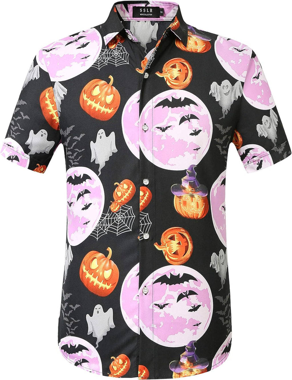 Mens Halloween Shirt, Short Sleeve Pumpkins Shirts Button down Light Weight Causal