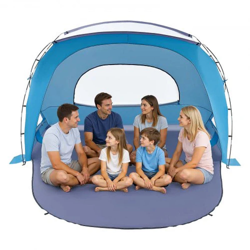 Beach Tent Sun Shelter for 6 Person, UPF 50+ Protection, Portable Sun Shade Canopy with Carrying Bag & Sand Pockets, Lightweight and Easy Setup Beach Umbrella for Family Camping Outdoor Picnic
