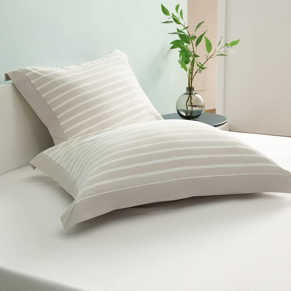 California King Comforter Set - Percale Stripes down Alternative Khaki Comforter Sets Box Stitching Duvet Insert, All Season Bed Set with 2 Pillow Shams (Cal King, 104X96'', 3 Pieces)