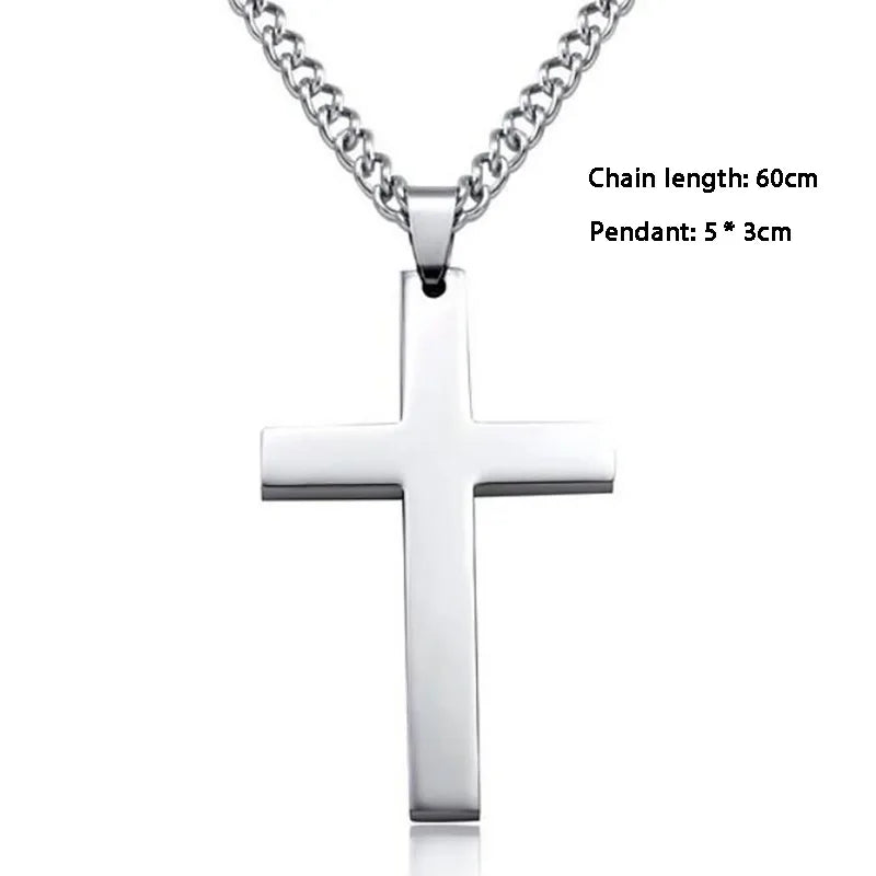Fashion Cross Necklaces for Women Gold Silver Color Crucifix Pendant Chain Necklace Men Trendy Faith Prayer Jewelry